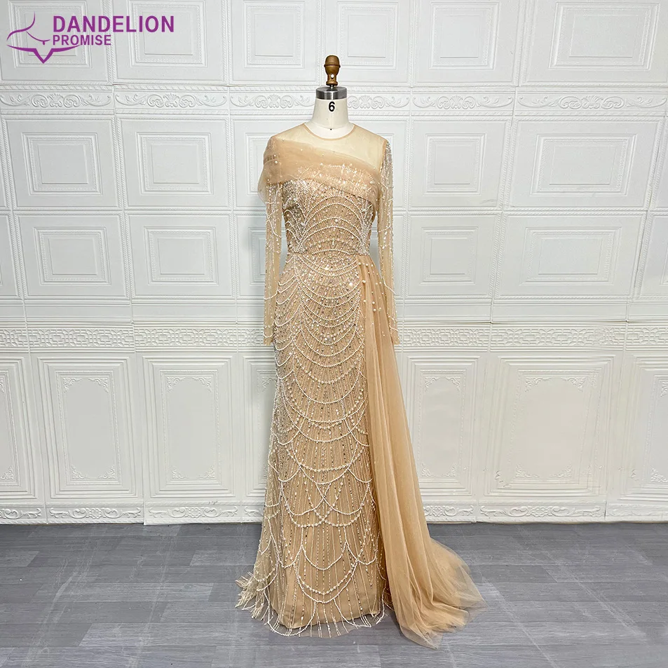 Elegant Dubai Arabia Nude Mermaid With Overskirt Luxury Evening Dresses Gowns 2024 For Women  Beaded Sequins Wedding Party