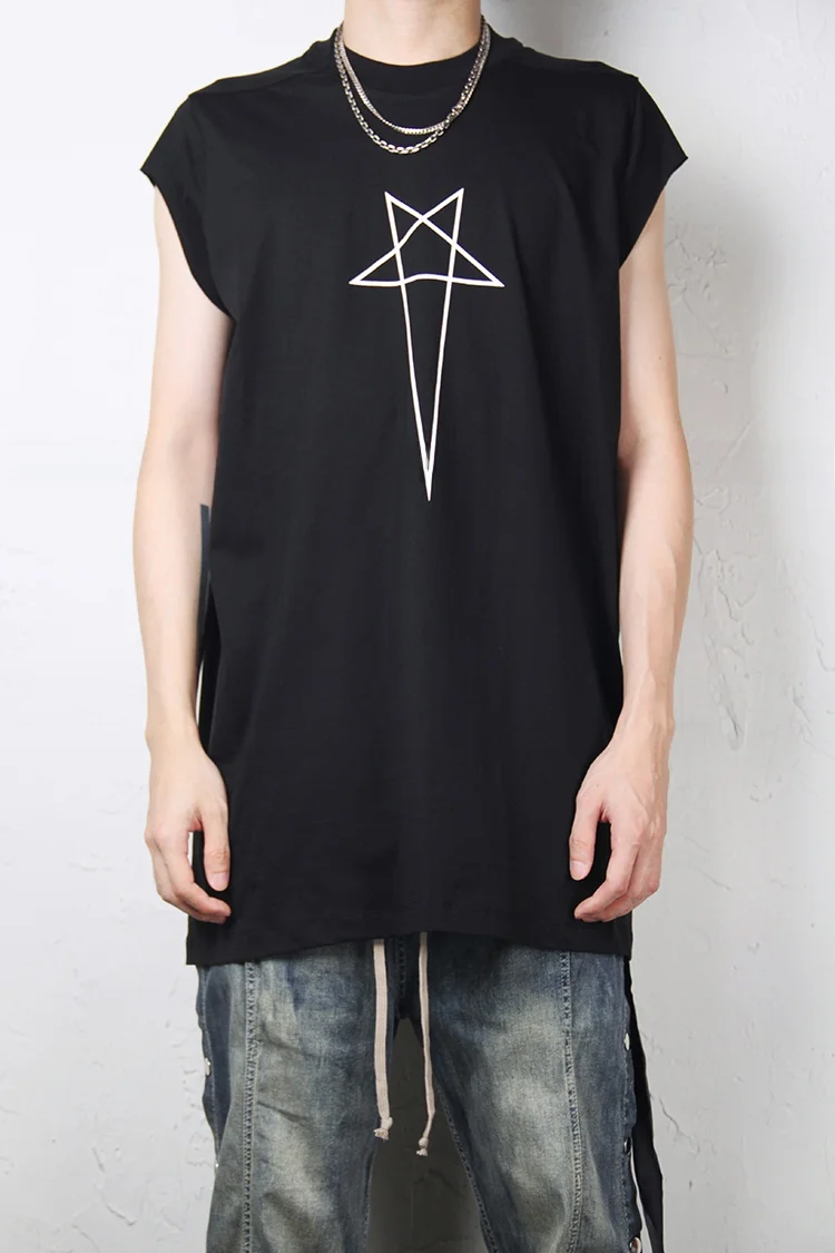 

Мужская толстовка Rodrk с темным логотипом и звездным принтом, свободного кроя, с коротким рукавом, в стиле хип-хоп, молодежная модная, с круглым вырезом, без спинки