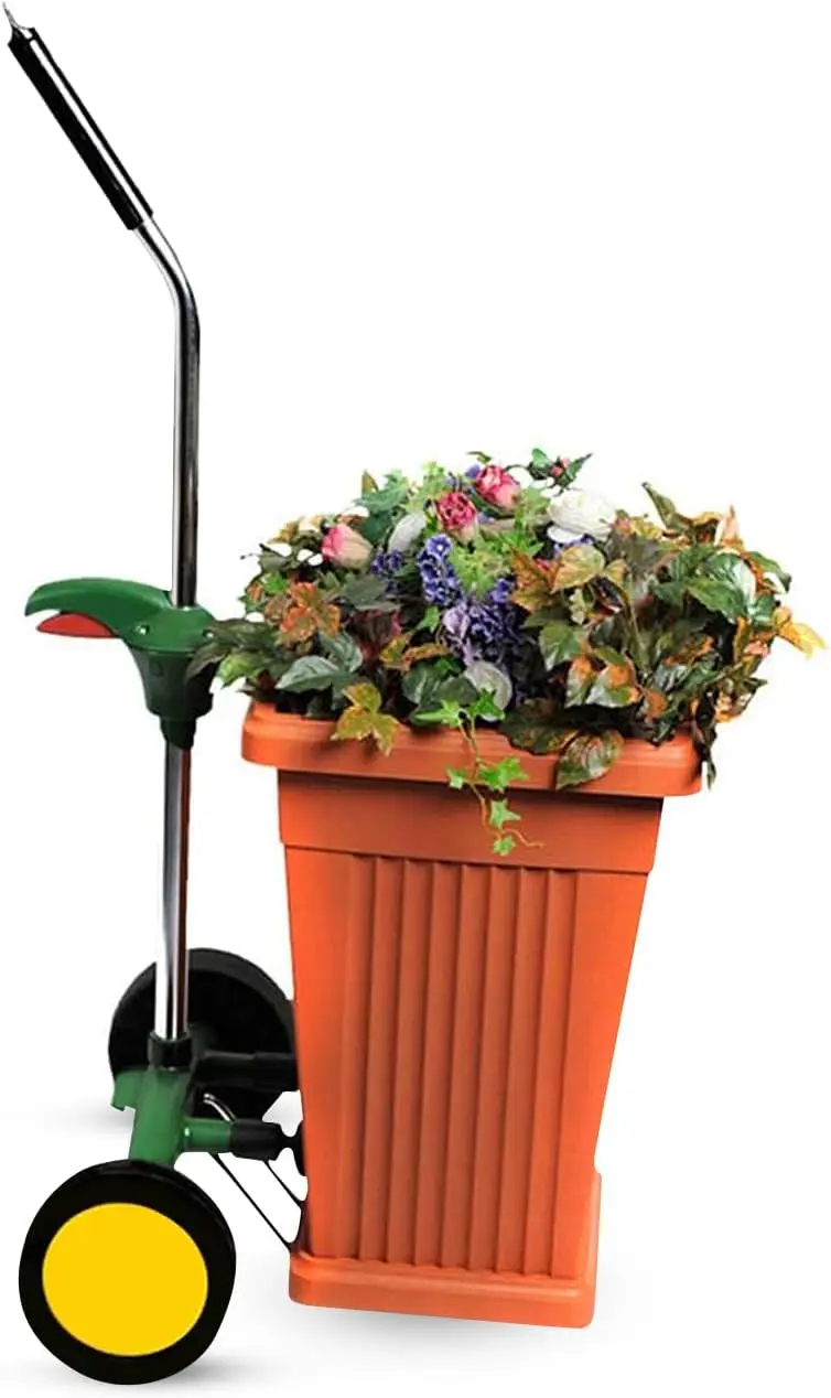 Garden Pot Mover with Adjustable Handle - Heavy Duty Plant Dolly Caddy with Sturdy Flat-Free Wheel