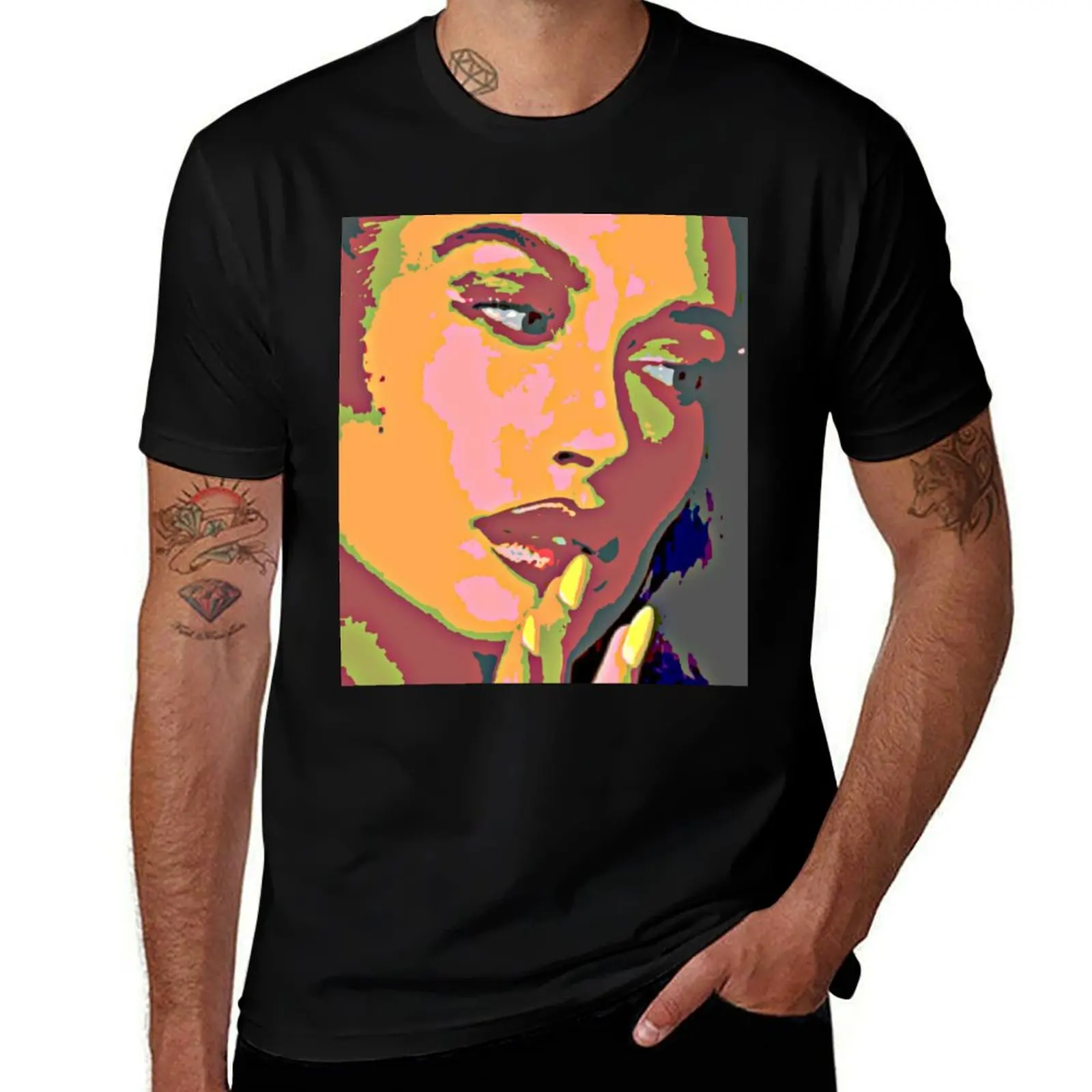 Hailey Bieber portrait artwork T-Shirt funny t shirts dark humor t shirt man plain anime tshirt T-Shirt