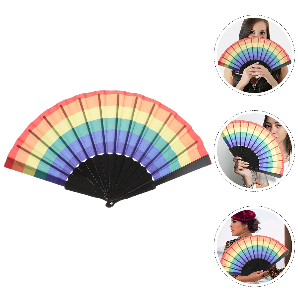 

3 Pcs High Rainbow Fan Decoration Chinese Style Dance Hand Foldable Decorations Held Fans