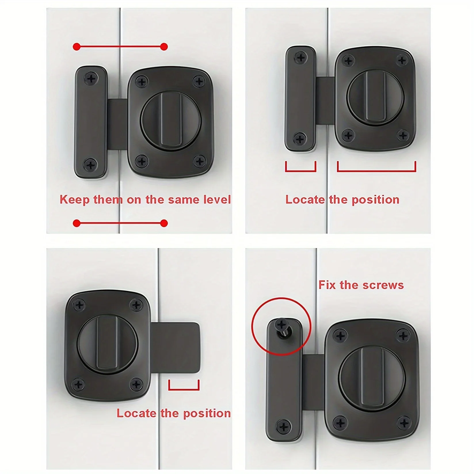 Household Security Door Lock, Rotating Bolt, Door Latch, Sliding Lock, Twist-Rotating Barrel Lock, Used For Bathroom And Toilet