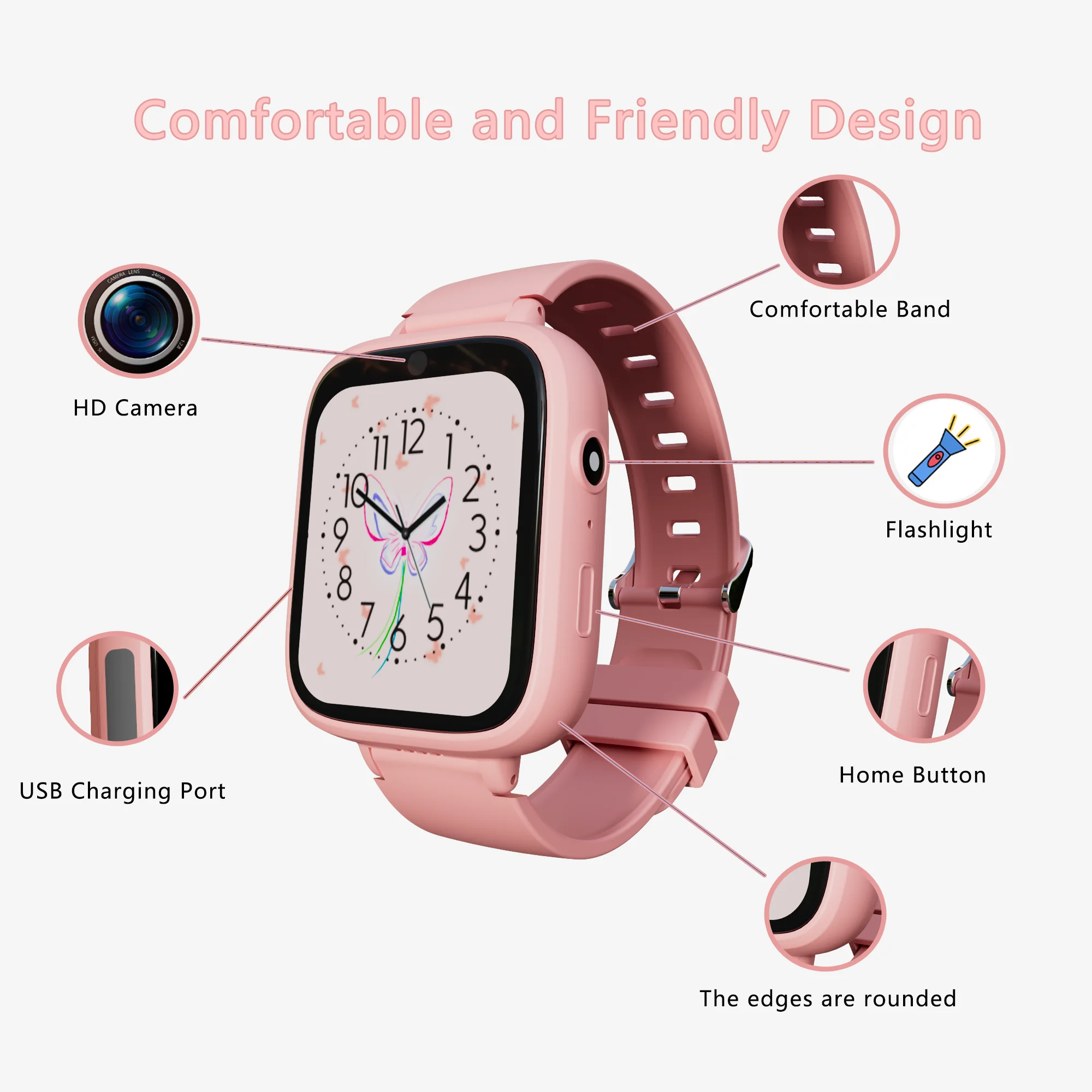 Smart Watch for Kids With 5 Games Alarm Clock Touchscreen Calendaring Camera Music Player Time Display Video & Audio Recording