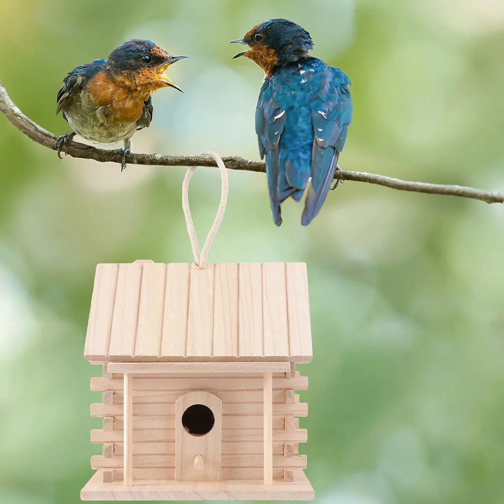 

2Pcs Wooden Bird Nest Safe Comfortable Living Place Canary Parrot Lark Yellowbird DIY Craft Bird Nest Birds Hut Bed