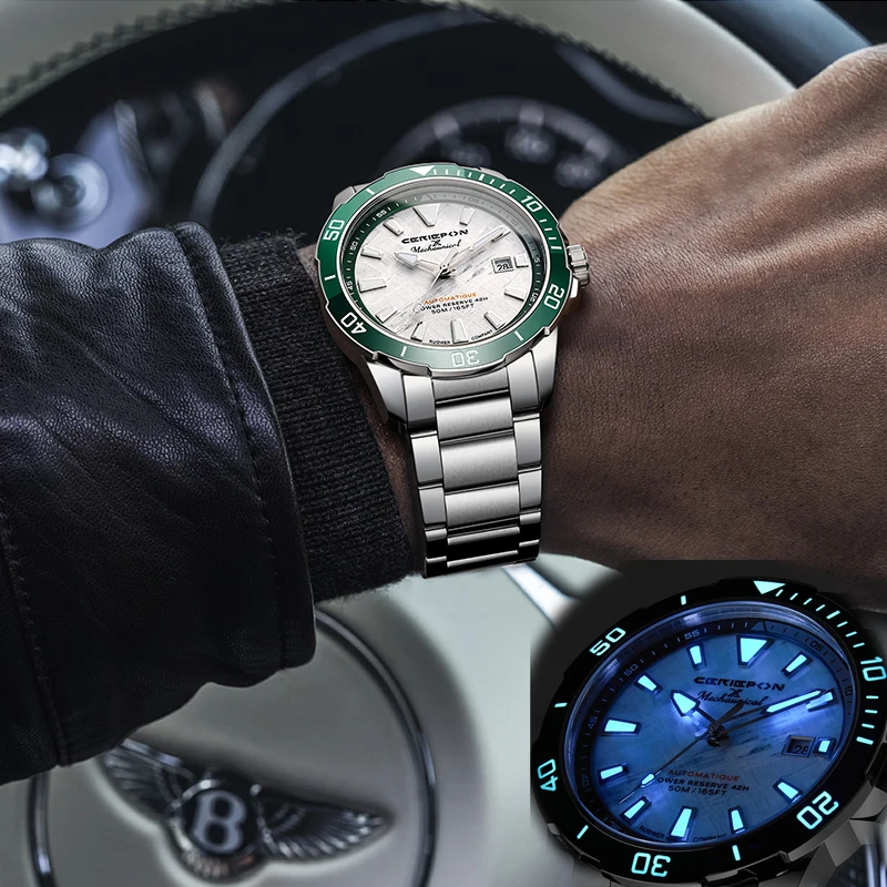 CERIEPON Men's Sports Mechanical Watch 316L Stainless Steel Luminous 50m Waterproof Men Marine Log Explorer Series Perfect Gift view 3