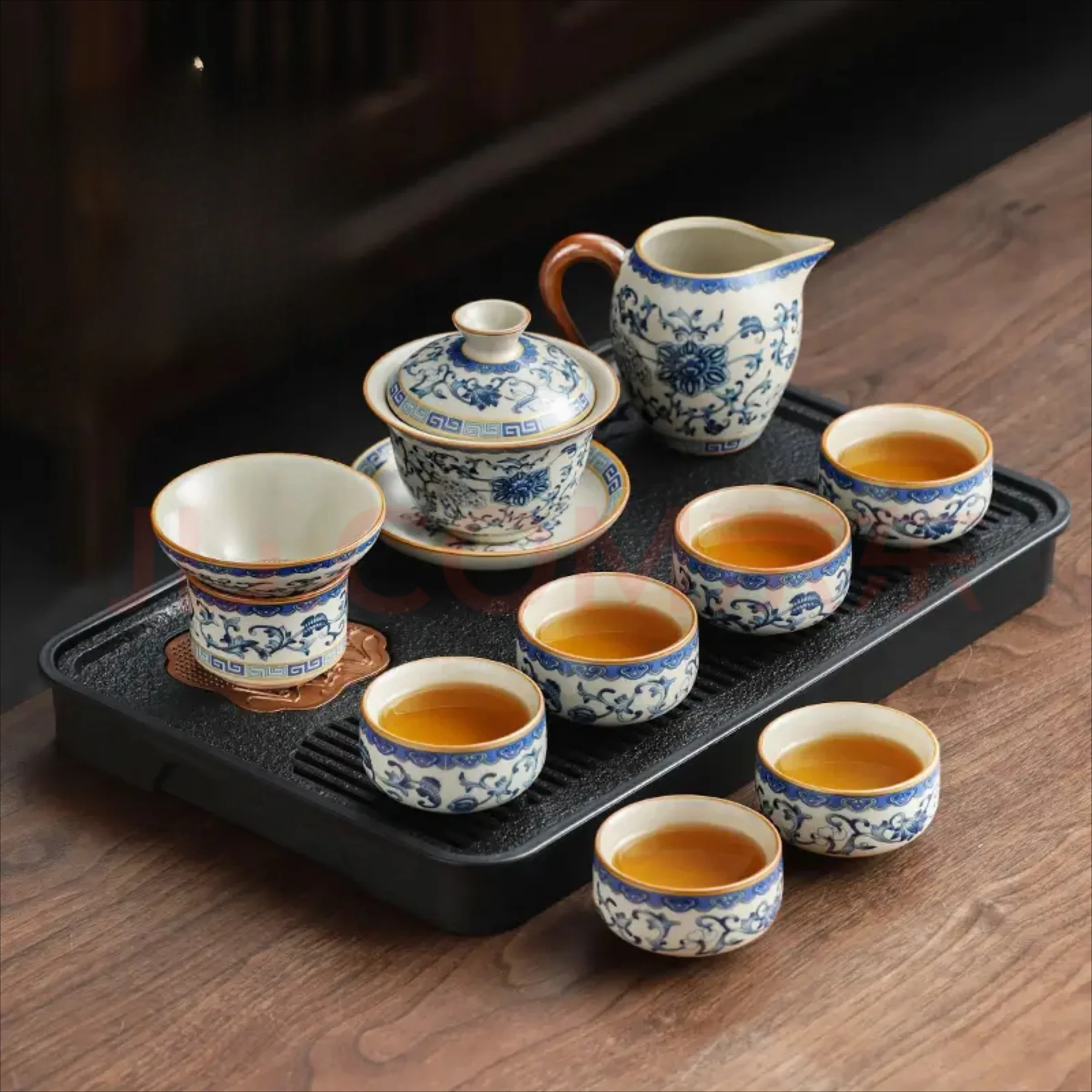 2026 Luxury Blue and White Ru Kiln Kung Fu Tea Set – Premium Ceramic Teapot & Cups for Elegant Home Use
