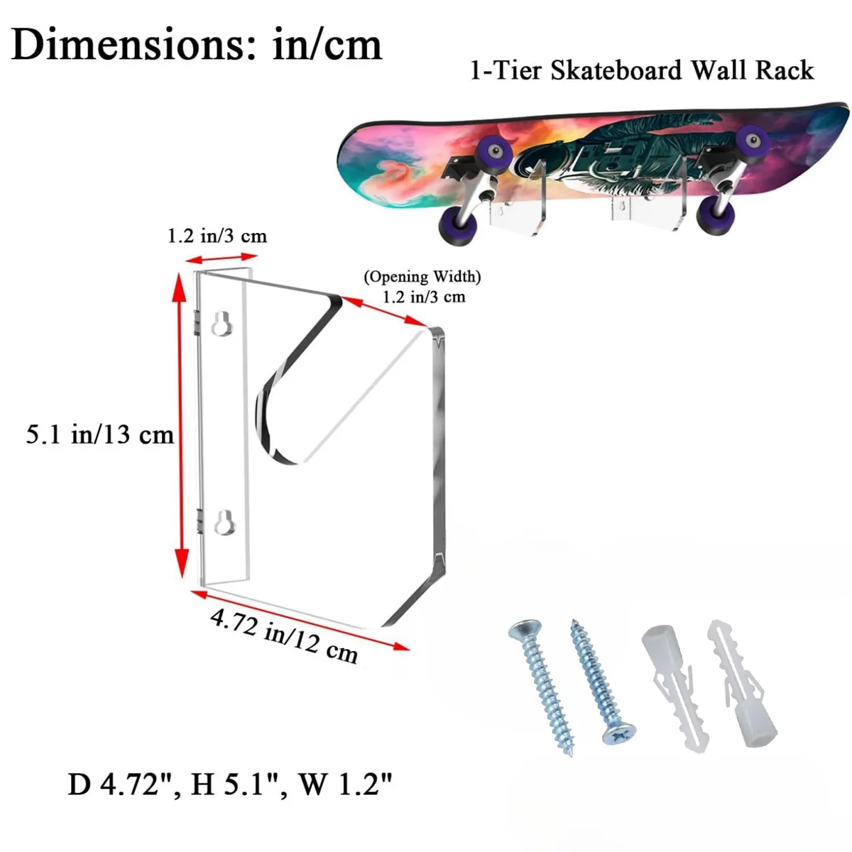 1 para deskorolka do montażu na ścianie akrylowa deskorolka uchwyt ścienny stojak wystawowy kryty pływający uchwyt do przechowywania deskorolki