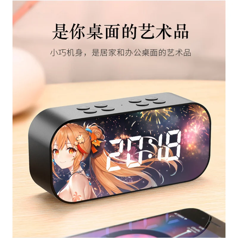 Game Pattern Wireless Stereo Genshin Impact Zhongli Xiao Series Bluetooth Sound The Alarm Clock Cospaly Electronic Clock Times