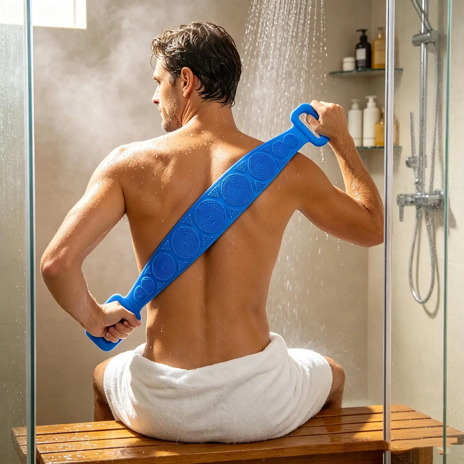 1PC Silicone Bath Scrubber Soft Exfoliating Back Massage Shower Brush Body Wash Removal Tool for Bathroom
