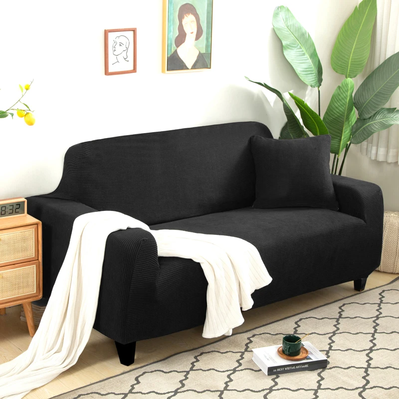 Neue Sofabezug aus Jacquard-Stoff, einfarbig, Couchbezüge, elastisch, waschbar, für L-förmiges Sofa, Wohnzimmer, 1/2/3/4/5 Sitz – Detail 6