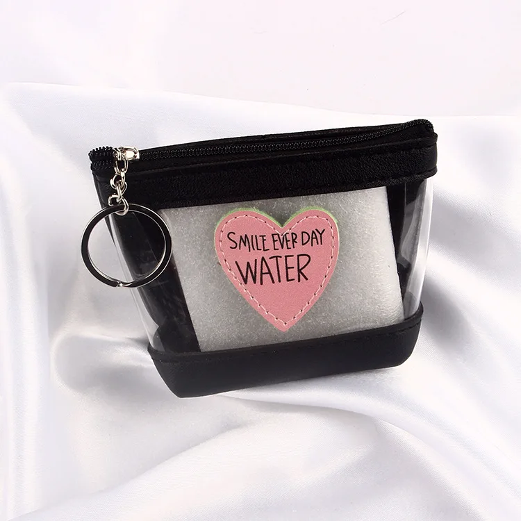 Heart Transparent Coin Purse Women Purse Wallets Girls Casual Portable Letter Money Bag Multi-function Lipstick Bags