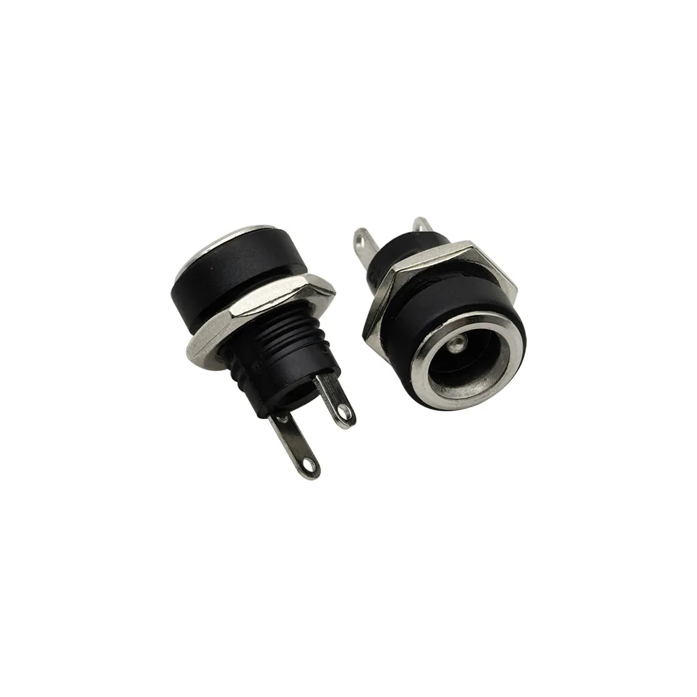 10/5/2Pcs DC Power Jack Connector 5.5x2.1mm DC-022B DC Female Socket Nut Panel Mount Adapter Connectors 2-pin DC Jacks 5.5*2.1mm