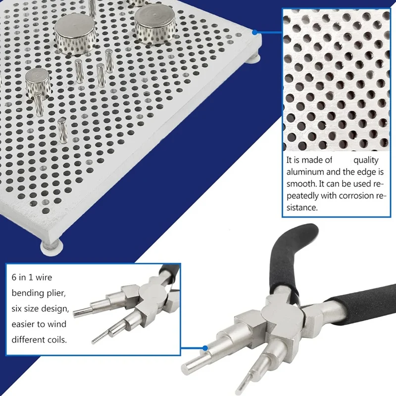 AOAO Kit Jig manik-manik kawat generasi kedua dengan Tang Bending OK kawat 6 dalam 1 dan pin logam, alat pembuat desain perhiasan