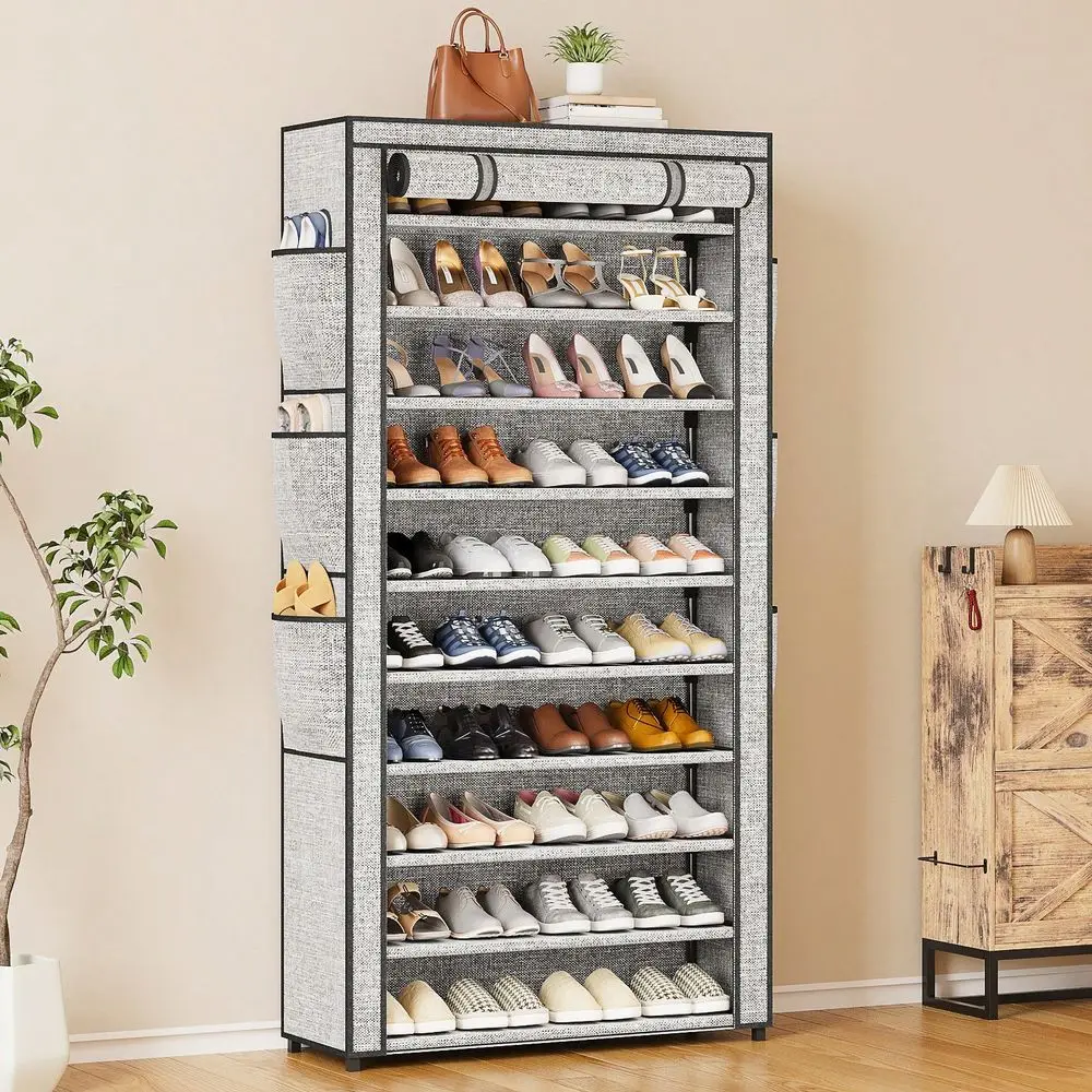 

10Tier Vertical Shoe Organizer Cabinet, Large Capacity For 5056 Pairs Dustproof Floor Standing Storage Shelf W Easy Assembly, S