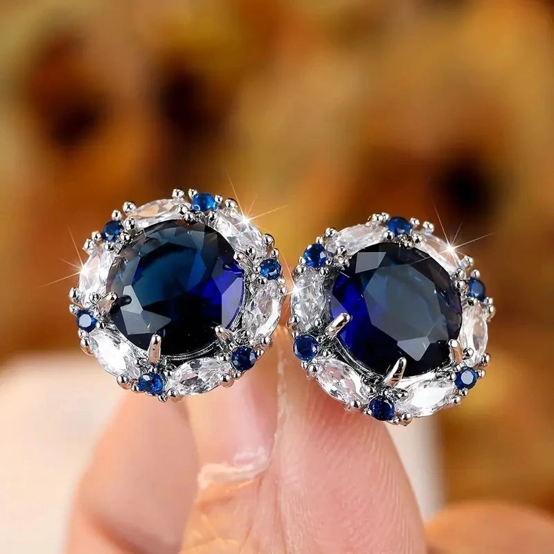 Huitan Trendy Luxury Cubic Zirconia Stud Earrings for Women Wedding Engagement Female Ear Accessories Gorgeous New Lady Jewelry