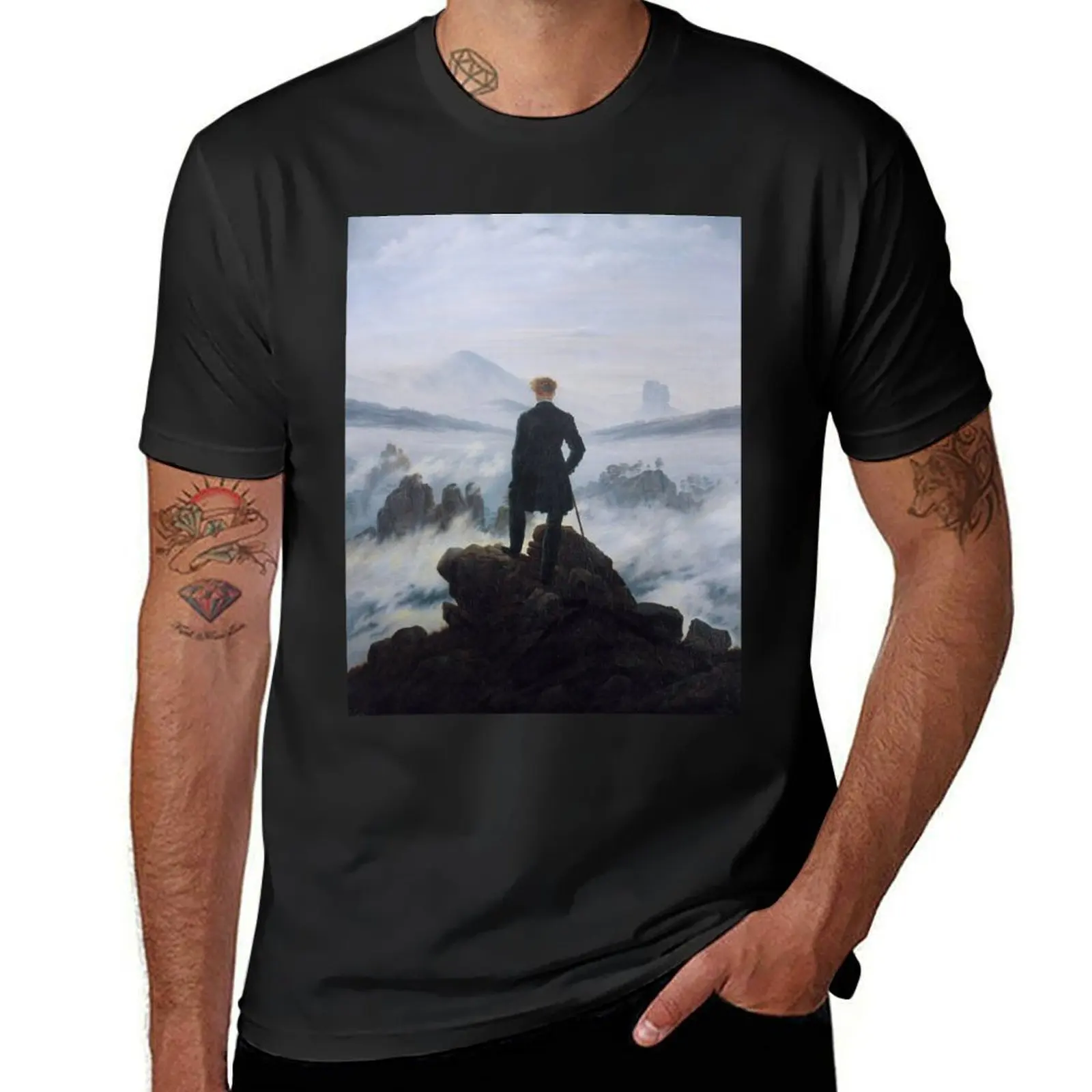 Wanderer above the Sea of Fog, Caspar David Friedrich T-Shirt Blouse new edition mens vintage t shirts