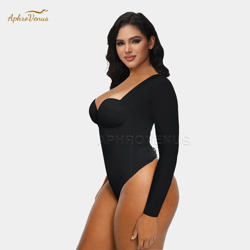 Fajas Long Sleeve Back Lace-up Thong Seamless Shapewear High Compression Waist Trainer Slimming Body Shaper Tops