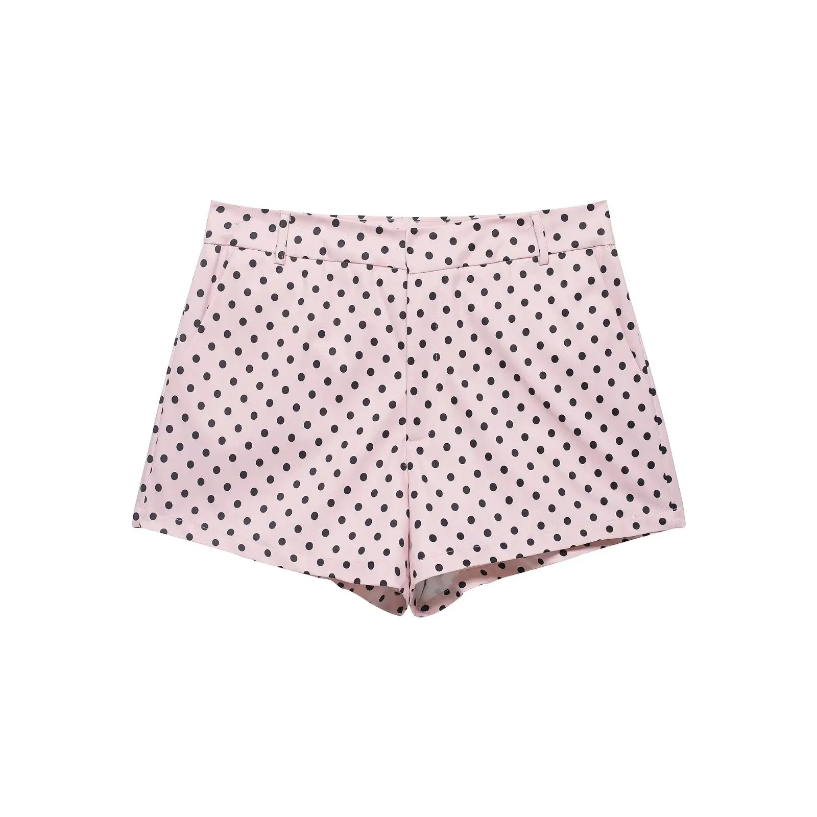 HH Mode Dames Polka Dot Print Korte Jassen Herfst Lange Mouwen Coltrui Rits Met Zakken Trekkoord Casual Jas