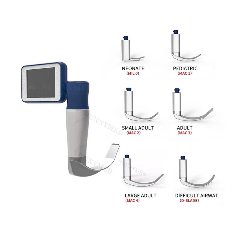 medical ent video laryngoscope reusable fiber optic blade  led light single use types of