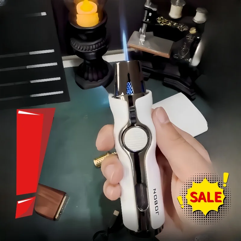 

JOBON Blue Flame Jet Gas Lighter Windproof Portable Safety Lock Design Visible Window Lighter Men's Gift Turbo Torch Lighter