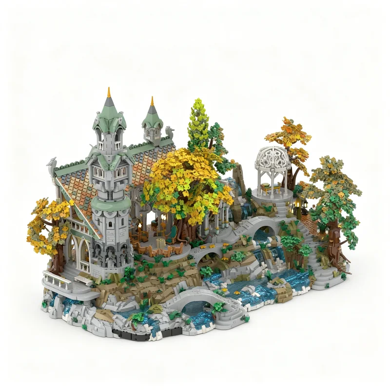 

14300pcs MOC Rivendell Display Base Hobbit Lord Rings Model Building Blocks Architecture Christmas Gifts Toy Idea Education DIY