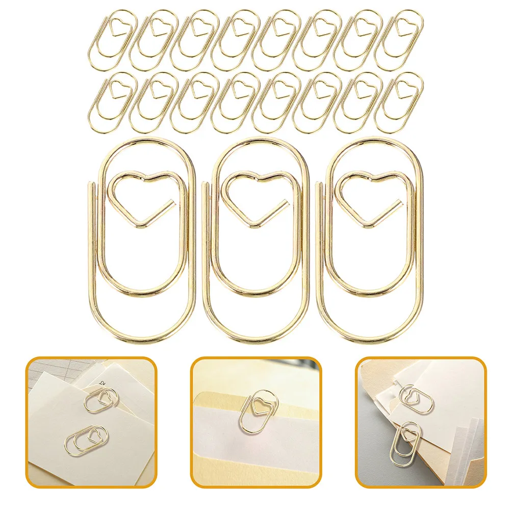 

200Pcs Mini Heart Metal Paper Clips Creative Heartshaped Document Clips Bookmark Page Markers Office School Use