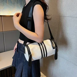 Leisure Nylon Diagonal Straddle Bag for Women Men 2024 New Versatile Shoulder Bag with NetizensThree Bars Sports Travel Handbag