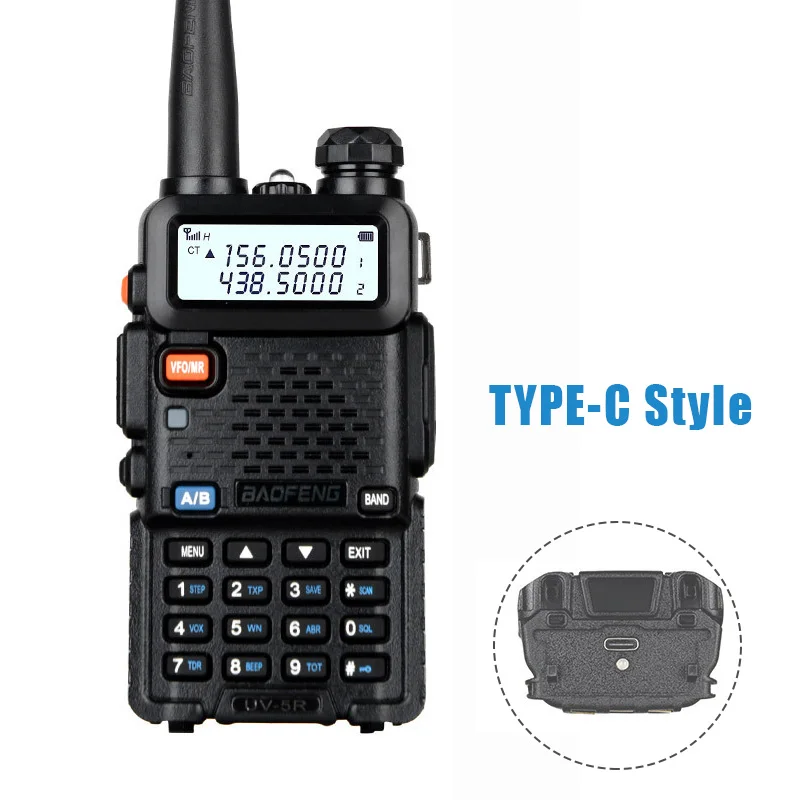 baofeng uv 5r Walkie Talkie Dual Band 8W Portable Two Way Radio Upgraded Version Support Type-C or USB Chargin Radio Receiver