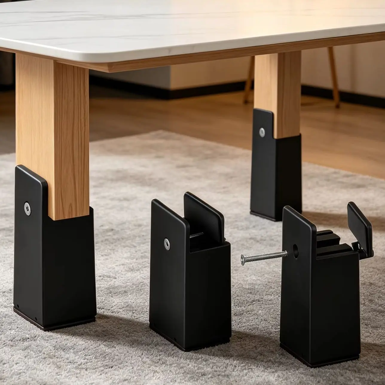 10 cm, 4 Stück, verstellbare Möbelfüße aus Aluminiumlegierung, robuste Stuhl-, Sofa- und Tischverhöhung für Stärken von 0,8 bis 1,4 Zoll