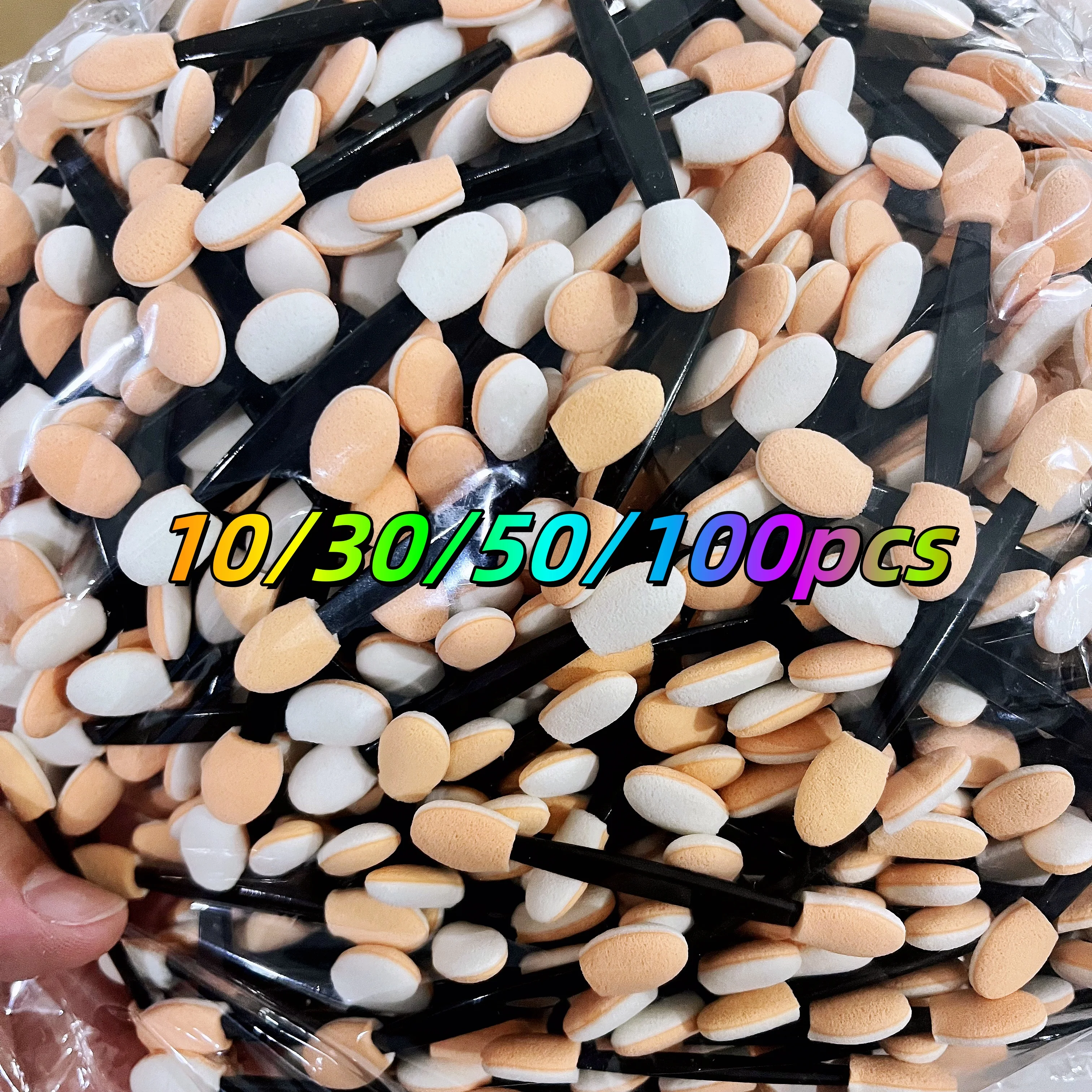 10/30/50/100Pcs Nail Powder Brushes Pro Sponge Stick Double Ended Nail Glitter Aurora Mirror Powder Makeup Nail Brush Manicure #