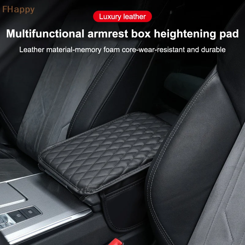 

Car Armrest Mat Center Console Memory Foam Vehicle Arm Rest Box Pads PU Leather Arm Rest Protection Cushion Storage Pocket