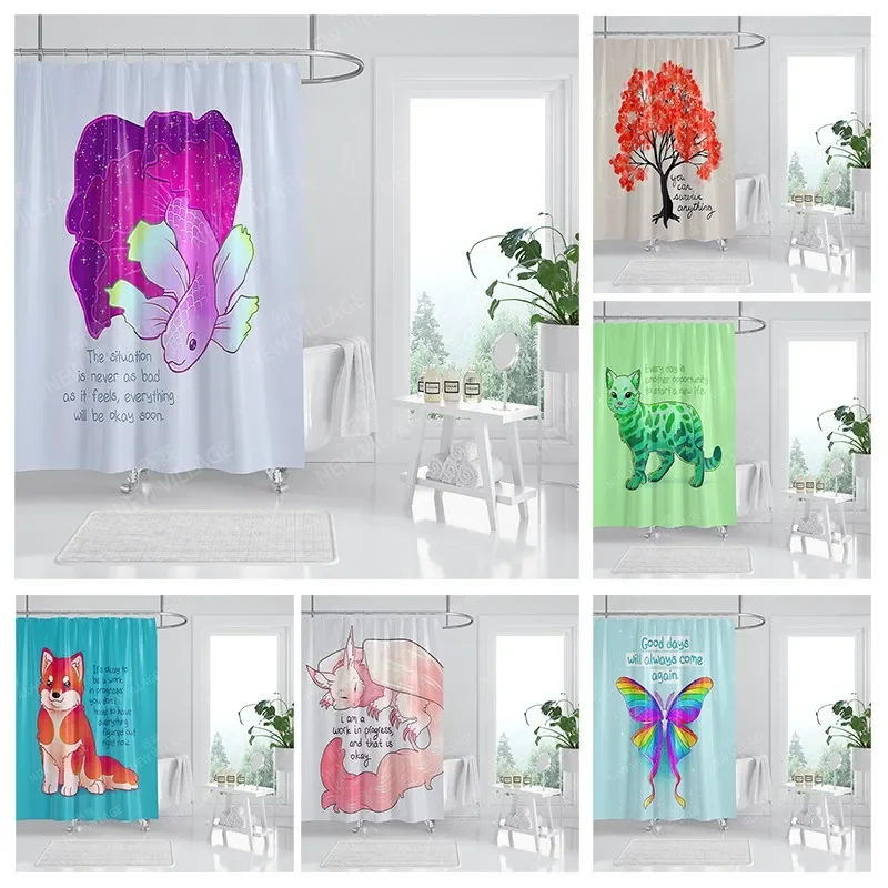 

Waterproof fabric shower curtains Bathroom curtain accessories 180x200 Bath curtain for shower 240*200 cartoon cute decoration