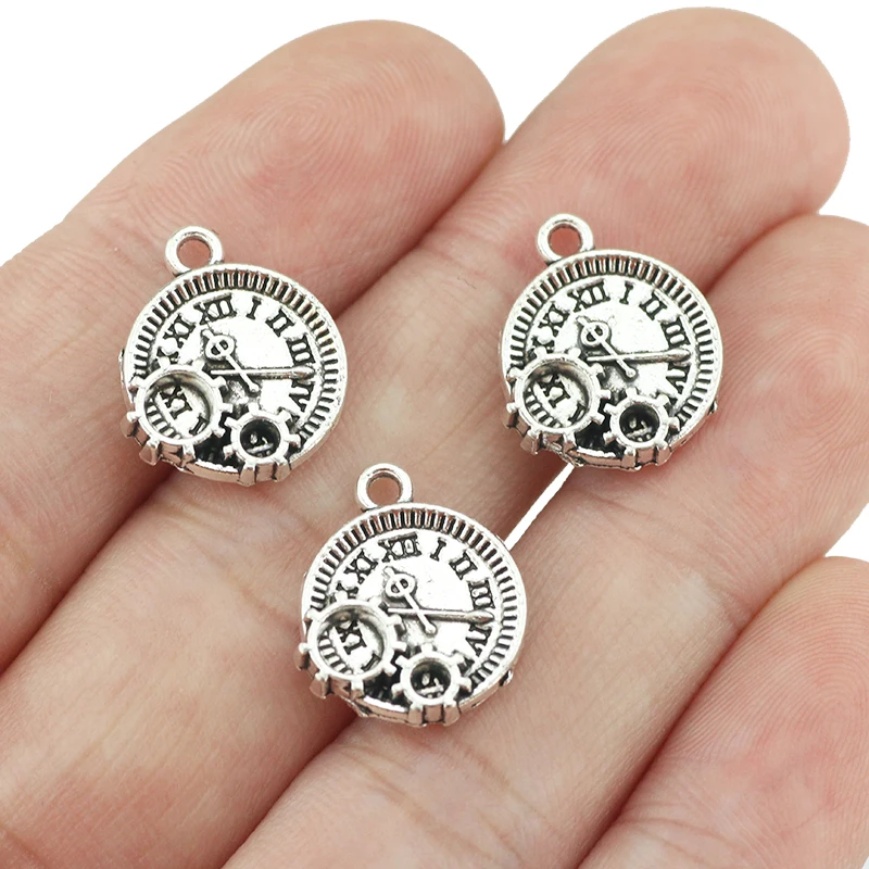 10pieces 13.5*16.5mm Steampunk Mechanism Clock Charms Antique Silver Pendant Jewelry Accessories