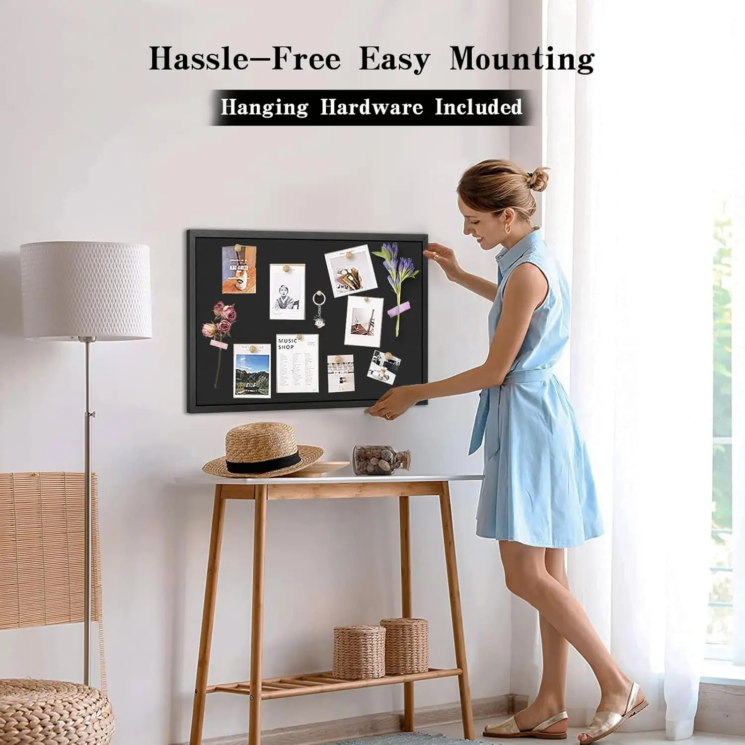 لوحة إعلانات كبيرة من الفلين الأسود مقاس 23 × 18 مع إطار لعرض الحائط وديكور المكاتب المنزلية #5