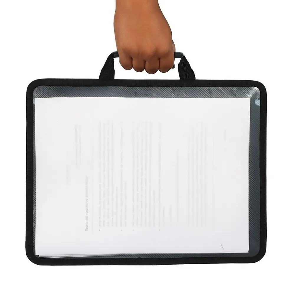 Large Capacity Transparent a4 Handbag Thickened Waterproof Portable Documents Bag Zippered Protective Plastic File Organizer