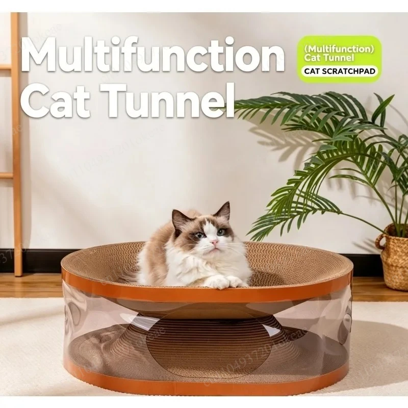 Double Layer Transparent Tunnel Cat Scratcher House Wear Resistant No Debris Sofa Protector For Indoor Kitten Self Play