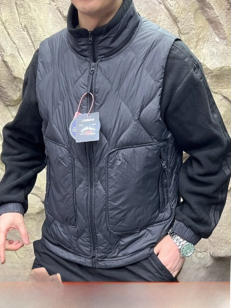 

Tee-in-One down Jaet Removable 90% Goose down Fce Inner Vest Men's Autumn Winter Warm Thiened Outdoor Sle