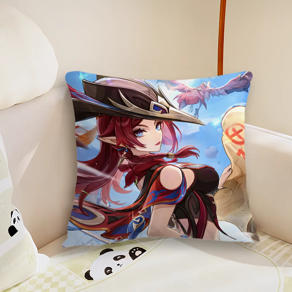 Game Genshin Impact Chasca Pillow Case Living Room Sofa Cushion Cover Suitable For Home Bedroom Room Decoration