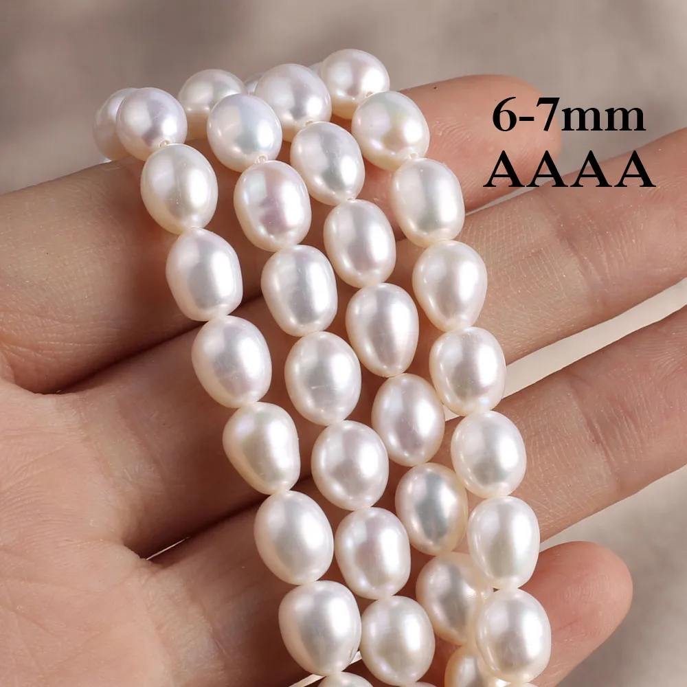 

High Quality Natural Freshwater Pearls AAAA 6-7mm 100% Rice Spacer Beads for Jewelry Making DIY Necklace Bracelet Accessories