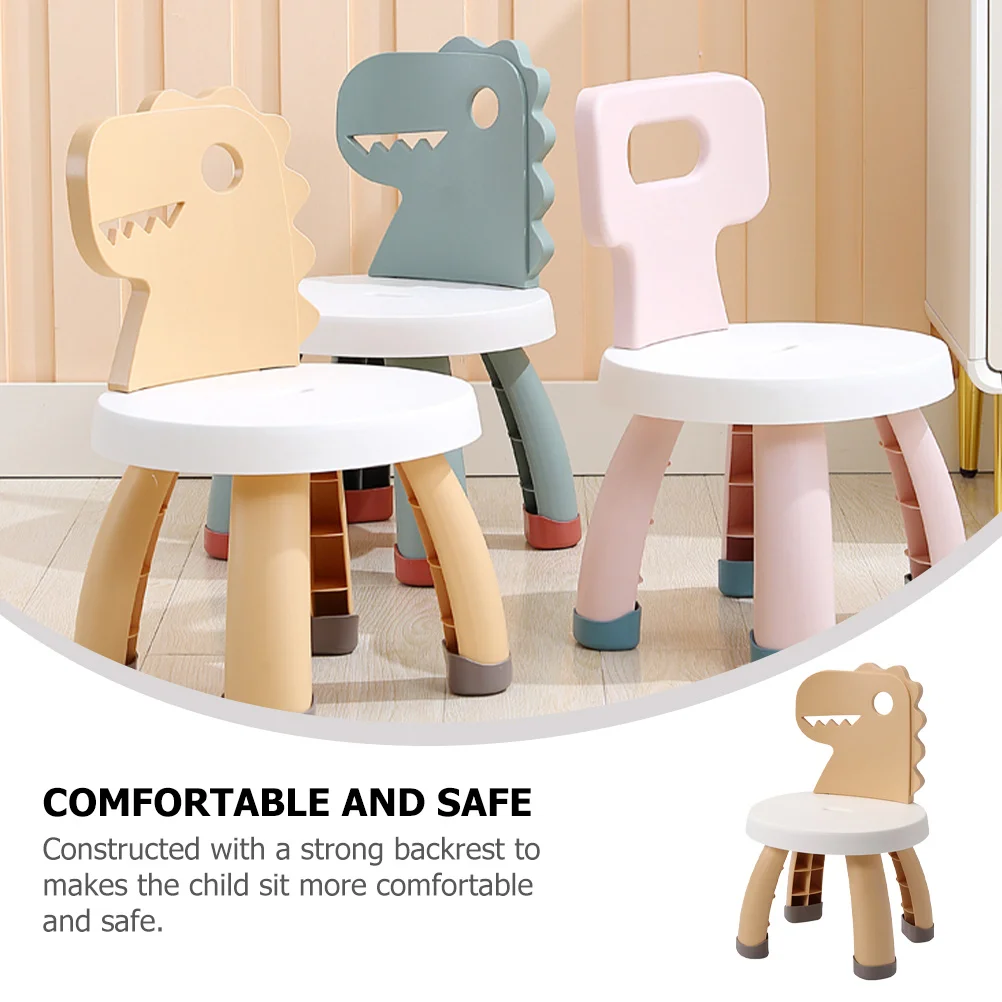 

Kids Back Chair for Children Learning Lightweight PP Material Rounded Edges Safety Design Cartoon Dinosaur Toddler Anti-Fall