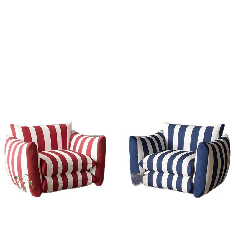 Study bedroom, small apartment sofa, American red and white striped single B&B leisure armrest