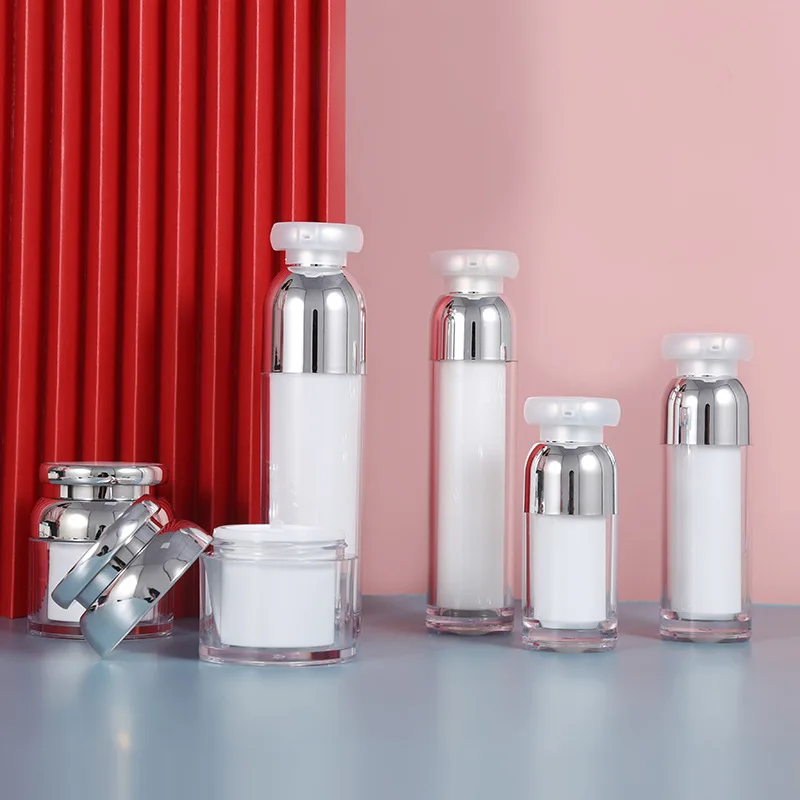 1PCS 15ml-100ml Cosmetic Jar Acrylic Lotion Cans Vacuum Emulsion Bottle Press Cream Pot Sample Vials Airless Makeup Container