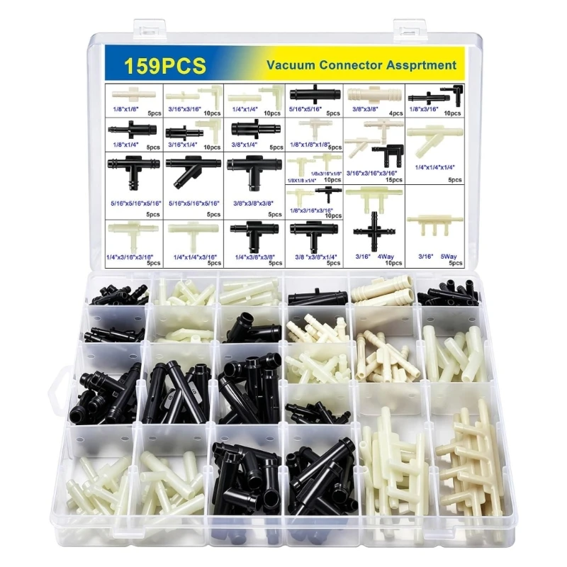 159 Piece Vacuum Line Fitting with Mixed Nylon Hose Parts