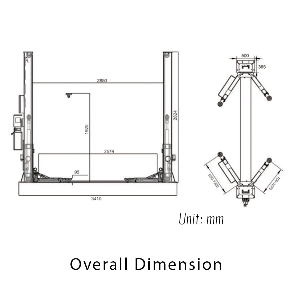 Vehicle equipment 5 ton 2 post car lift hydraulic 4 ton car hoist simple electric double stacker 2 post lift