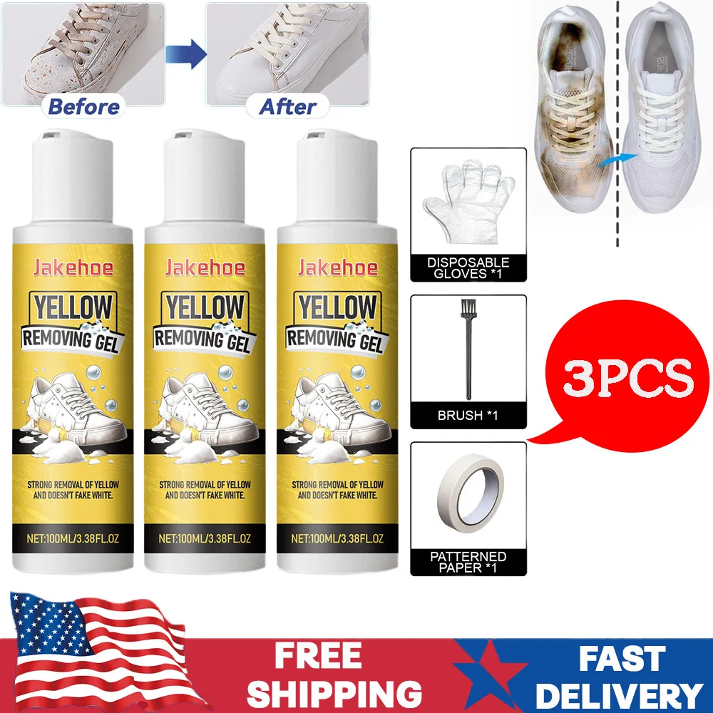 

3 шт., набор для чистки белой обуви, отбеливающий чистящий гель, окисление, удаление грязи, очистка обуви, 100 мл