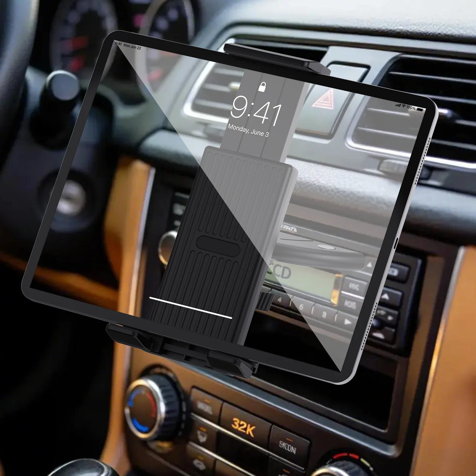 Car CD Player Slot Tablet and Phone Mount Universal Holder for Dashboard Navigation and Calls Fits 4-14 Inch Devices Secure Fit
