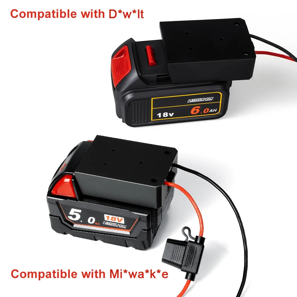 External Battery Adapter Converter Compatible with Dewalt and Milwaukee 18V Battery DIY Power Tool box mod electric accessories