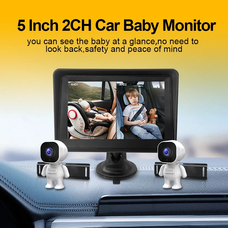 Car Baby Monitor 5-inch HD with Display Infant Safety Seat Baby Car Monitor Night View for Backseat
