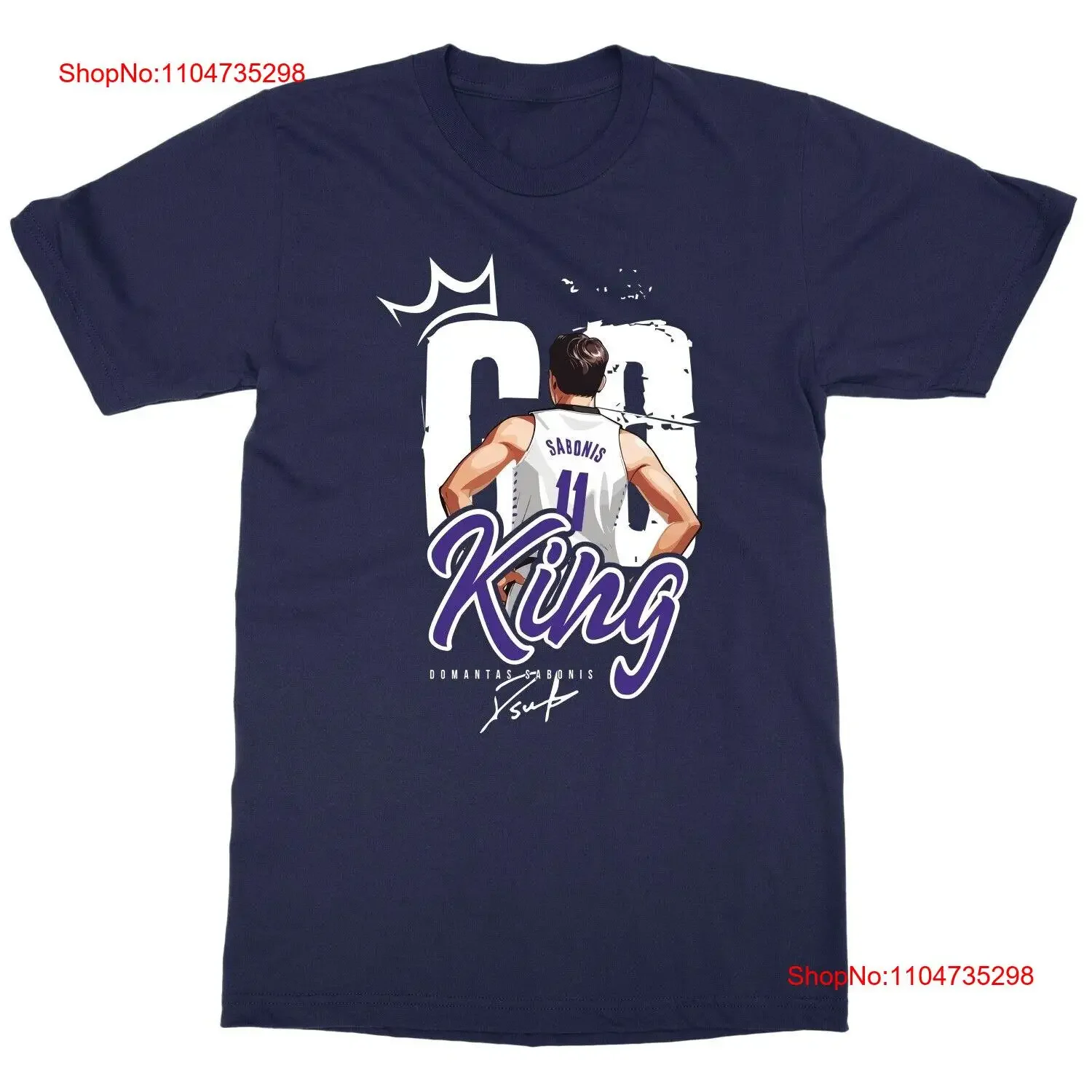 Go King Sabonis camiseta de baloncesto Sacramento Fans vintage lavado transpirable Top para uso diario ligeramente cómodo suave