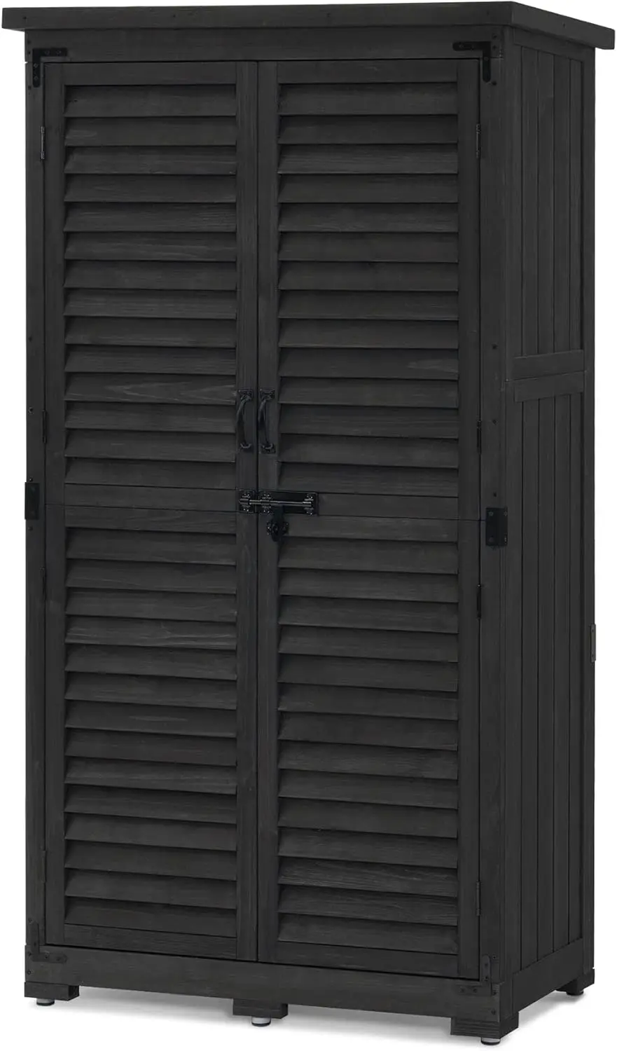 Outdoor Storage Cabinet Garden Storage Shed Outside Vertical Shed with Lockers Outdoor 63 Inches Wood Tall Shed